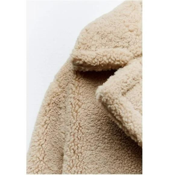 ZARA EXTRA LONG FAUX SHEARLING COAT - Picture 5 of 5